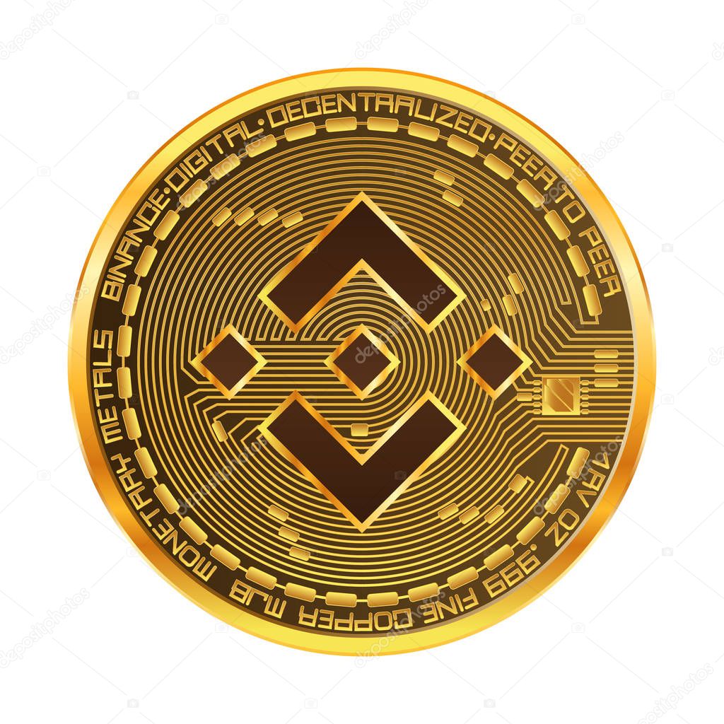 Crypto currency binance golden symbol isolated on white background