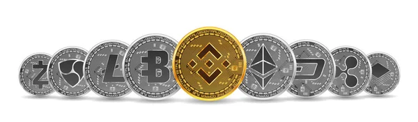 Set di valute cripto oro e argento Illustrazione Stock