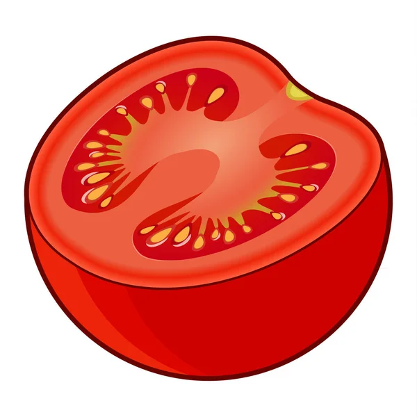 Tomat Merah Separuh Terisolasi di Latar Belakang Putih - Stok Vektor