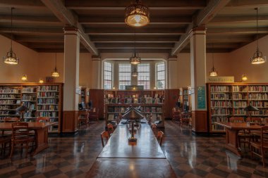 San Francisco, California - July 27 2018: San Francisco Public Library, Bernal Heights Branch. Interior of the renovated main level. clipart