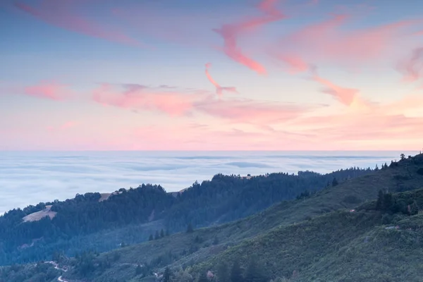 Tamalpais 峰山上的马林县丘陵的日落景色 美国加利福尼亚马林县 Tamalpais 州立公园 — 图库照片