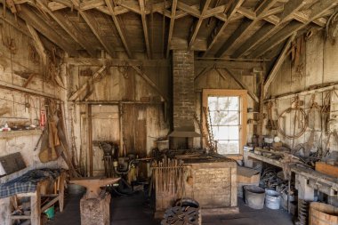 Eski marangoz atölyesi Wilder Ranch State Park. Santa Cruz, California, ABD.