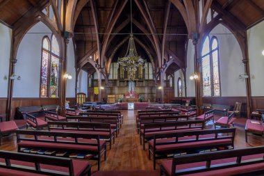 San Francisco, California - 23 Şubat 2019: Saint John's Presbiteryen Kilisesi.