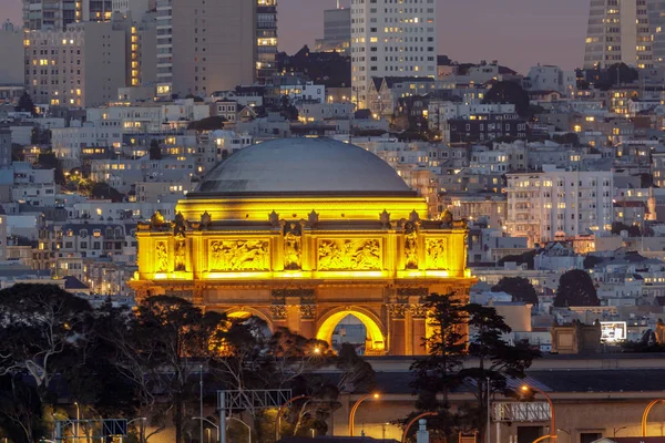 Palace Fine Arts Glowing Marina District San Francisco California Usa — Stock Photo, Image