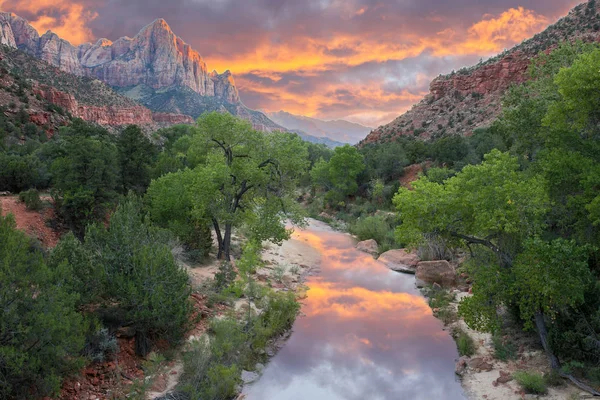 Cores Watchman Zion National Park Utah Eua Vista Observador Ponte — Fotografia de Stock