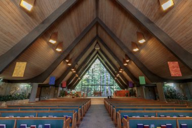 Portola Valley, California - September 14, 2019: Interiors of the Valley Presbyterian Church. clipart