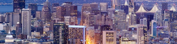San Francisco Downtown Panorama Crowded Skyline Twin Peaks Clear Evening — Stock Photo, Image