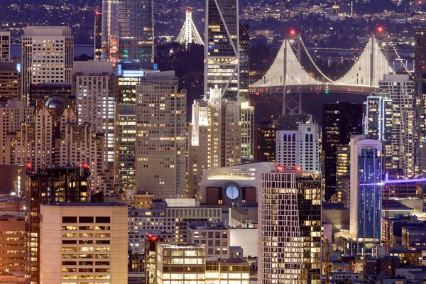 San Francisco Downtown Podrobnosti Přeplněné Panorama Twin Peaks Jasného Večera — Stock fotografie