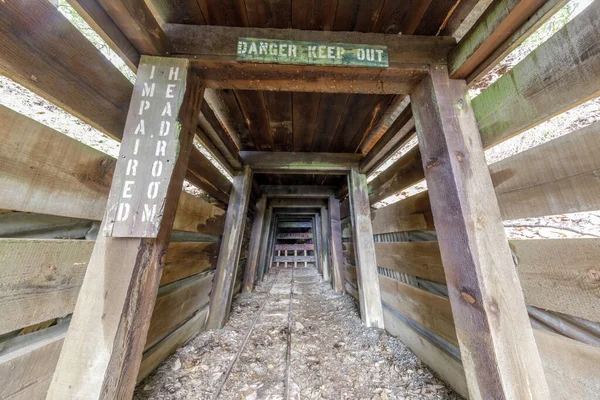 Entrance to San Cristobal Mine, an old Abandoned Mercury Mine, in Almaden Quicksilver County Park, San Jose, California