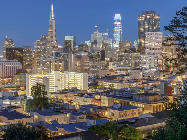 Soumrak Nad Finanční Čtvrtí San Francisco Jak Vidět Parku Ina — Stock fotografie