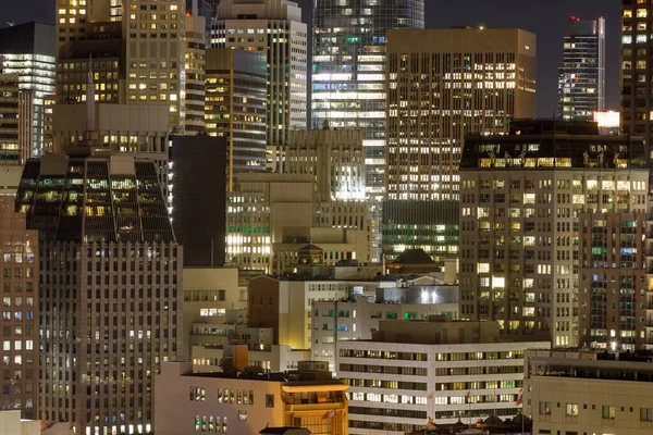 San Francisco Upptagen Skyline San Francisco Financial District Närbild Natten — Stockfoto