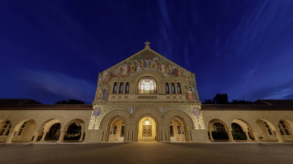 Brett Vinkel Syn Stanford Memorial Church Fasad Blue Hour — Stockfoto