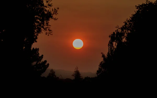 Smoky Sunset Área Bahía California Calidad Del Aire Insalubre Durante — Foto de Stock