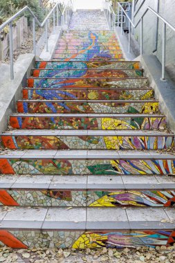 San Francisco, California - 7 Eylül 2020 Gizli Bahçe Merdivenleri Üst Bölüm