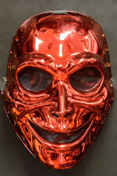 Metallic Sinister Ghost Mask Isolated Black Background — Stock Photo, Image