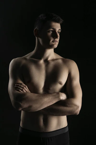 Porträt Eines Mannes Mit Einem Schönen Athletischen Körper Einem Leisen — Stockfoto