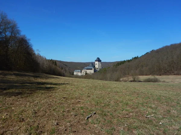 Vue Magnifique Sur Célèbre Château Tchèque Karlstejn — Photo