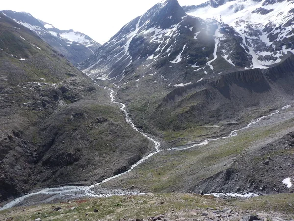 Bela Calma Ainda Neve Natureza Primavera Otztaler Alpes Áustria — Fotografia de Stock