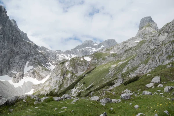 Приваблива Весняна Гірська Альпійська Природа Скелями — стокове фото
