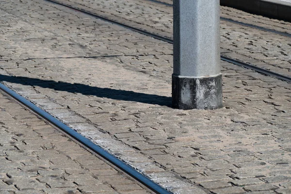 石畳通りのトラム線の詳細 — ストック写真