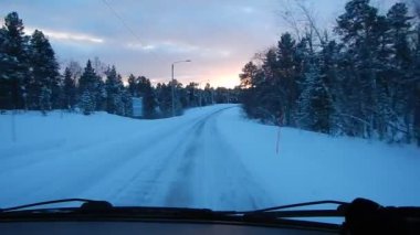 beautifil kış lappland manzara arabadan