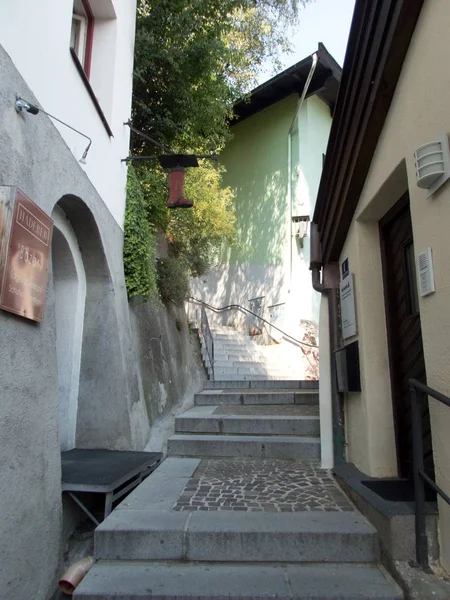 Ulica Stare Tradycyjne Domy Centrum Kitzbühel Austrii — Zdjęcie stockowe