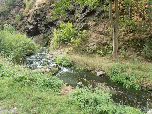 德意志族群布拉格 Divoka Sarka 公园的一条小河 — 图库照片
