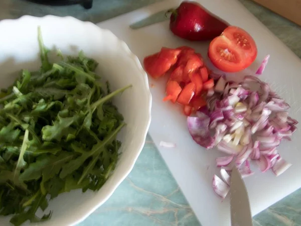 Mistura Vegetais Vermelhos Frescos Crus Para Salada — Fotografia de Stock