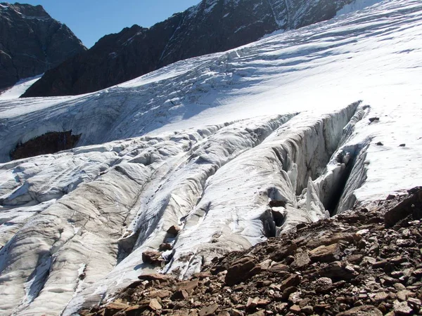 Vackra Glaciären Vandring Och Clim Till Weisskugel Berg Från Melag — Stockfoto