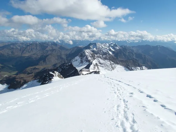 Bela Caminhada Geleira Clima Para Weisskugel Montanha Melag — Fotografia de Stock