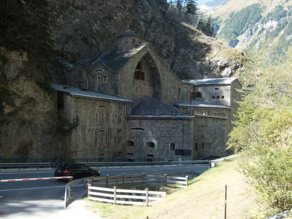 Historical Fort Nauders Austria Wit Landscape Trail — Stock Photo, Image