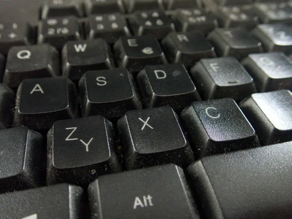 Detalhe Próximo Teclado Computador Preto — Fotografia de Stock