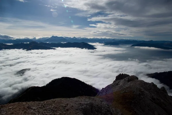 Vackra Höst Vandring Berchtesgadener Alperna Med Fog Valey Och Fantastisk — Stockfoto