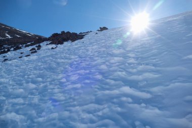 Jebel Toubkal kış tırmanışı en yüksek zirvesi Kuzey Afrika Fas yüksek atlas dağlarında