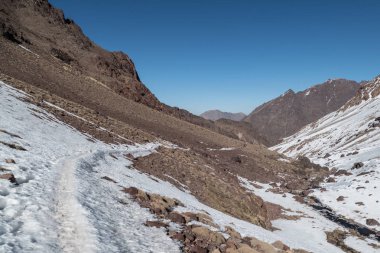 Jebel Toubkal kış tırmanışı en yüksek zirvesi Kuzey Afrika Fas yüksek atlas dağlarında
