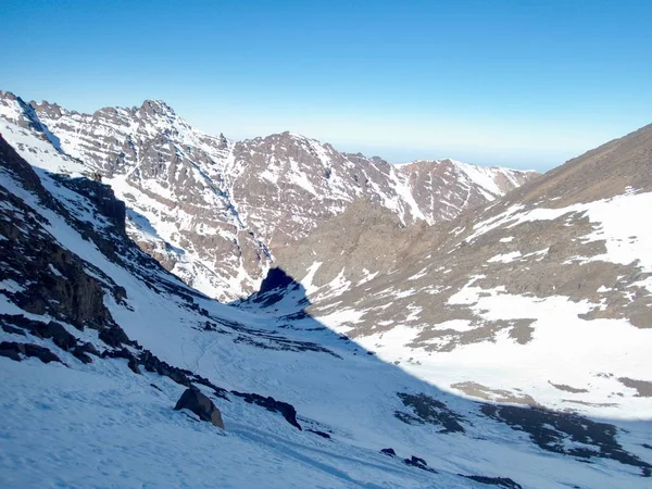 Jebel Toubkal Χειμερινή Ανάβαση Ψηλότερη Κορυφή Στην Βόρεια Αφρική Υψηλά — Φωτογραφία Αρχείου