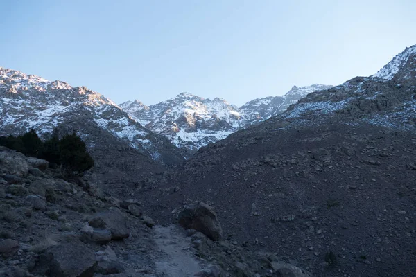 Jebel Toubkal Kış Tırmanışı Yüksek Zirvesi Kuzey Afrika Fas Yüksek — Stok fotoğraf