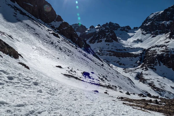 Jebel Toubkal Ascenso Invierno Cumbre Más Alta Norte África Las —  Fotos de Stock