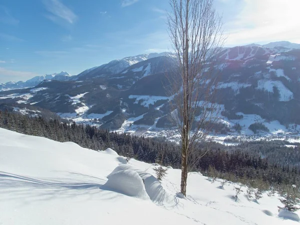 Piękny Zimowy Lanscape Przygoda Skiturowe Alpach — Zdjęcie stockowe