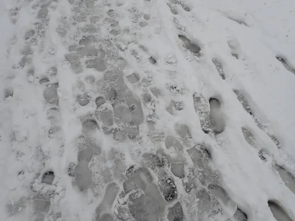 Détail Une Calamité Neige Dans Une Rue Ville — Photo