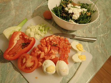 bir taze ve sağlıklı ev yapımı sebze Selahaddin Eyyubi mutfak hazırlanması