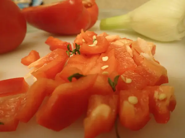 Preparación Una Cocina Ensalada Verduras Caseras Fresca Saludable — Foto de Stock