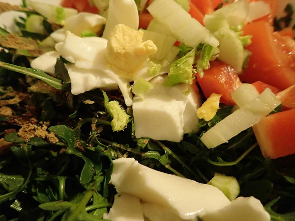 Preparação Uma Cozinha Saladino Vegetal Caseira Fresca Saudável — Fotografia de Stock