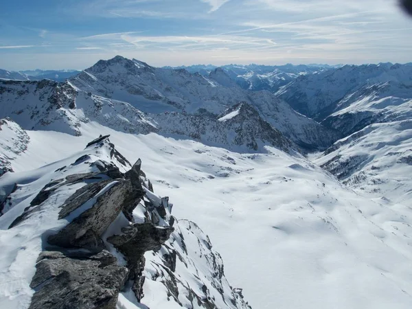 Зимове Катання Ковзанах Горах Гранастпіц Австрійських Альпах Фінгенбодену Тубах — стокове фото