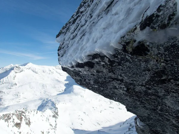 Inverno Skitouring Aventura Granastpitzgruppe Montanhas Alpes Austríacos Enzingerboden Stubachtal — Fotografia de Stock