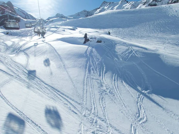 Kuhtai での雪の冬のスキーシーズン — ストック写真