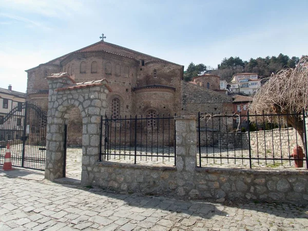 Tradycyjna architektura miasta Ochryda w północnej Macedonii — Zdjęcie stockowe
