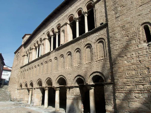 Arquitetura tradicional da cidade de ohrid no norte da macedônia — Fotografia de Stock