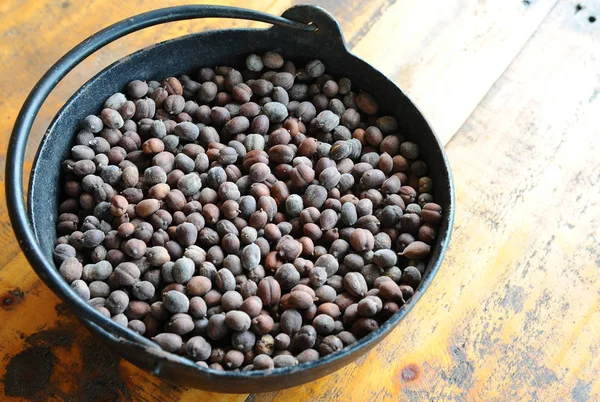 Niet Geroosterde Koffie Bean Vintage Stalen Emmer — Stockfoto