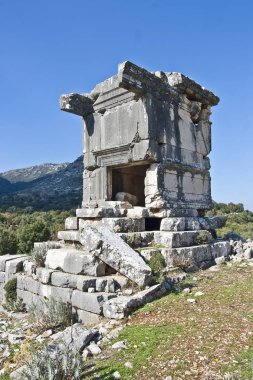 Antik mezarlar antik Likya kenti Sidyma, Türkiye'nin kalıntıları